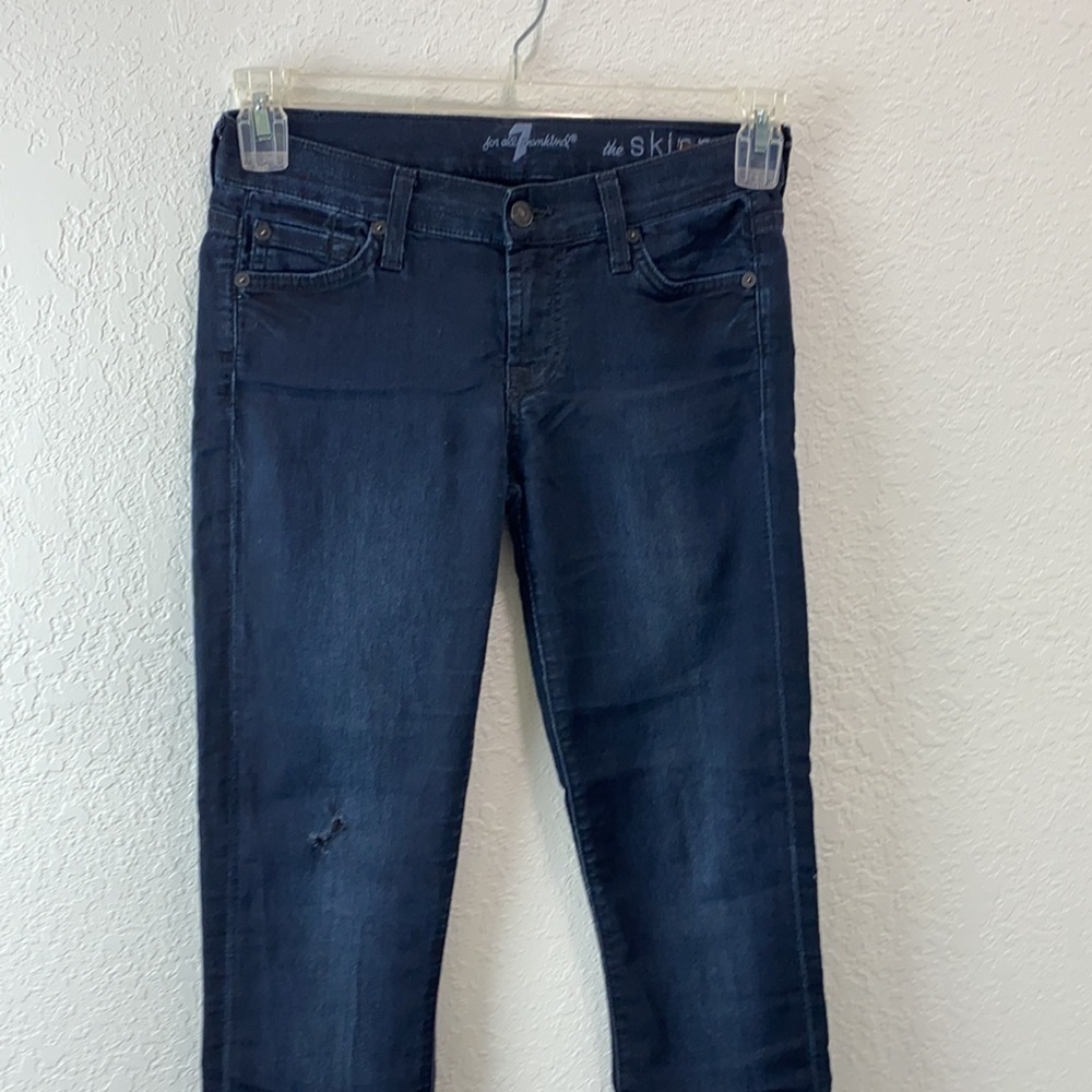 7 FAM The Skinny Dark Blue Jeans - Picture 5 of 9